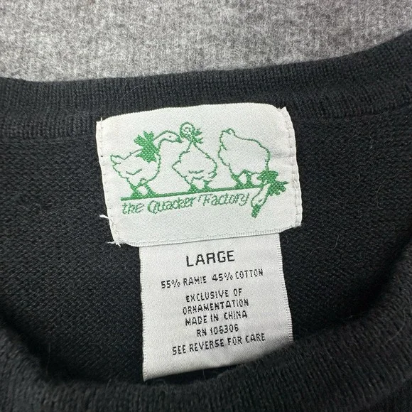Quacker Factory Christmas VTG  Tree Sequin Sweater L Black Holiday Ugly Festive - Picture 5 of 7